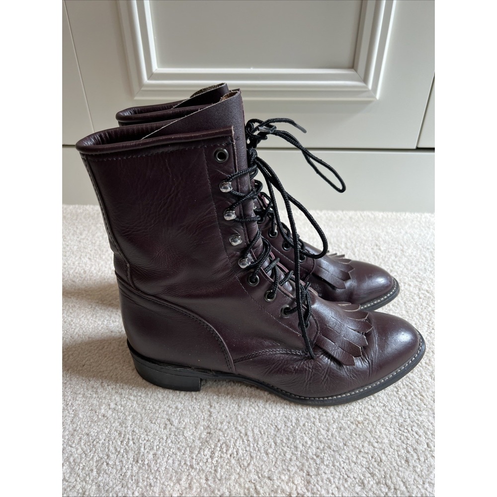 Durango Lacer Kiltie Lace Up Boot Brown Leather Mens Size 7.5 D Mid Calf Western